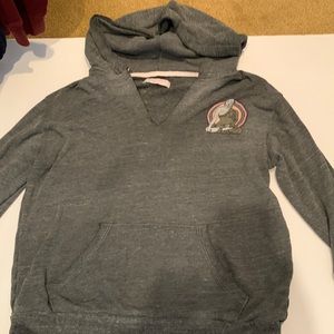 Gray spiritual gangster V-neck hoodie with front pocket